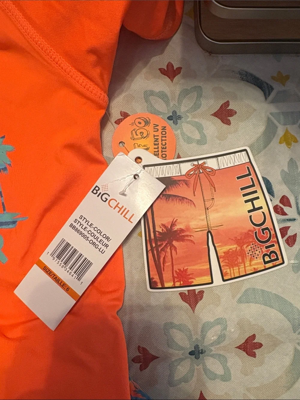 Big Chill Kids Swim Set - Orange & Teal Palm Print